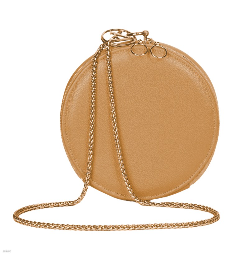 Productfotografie, productfoto ronde handtas met gouden ketting zonder achtergrond